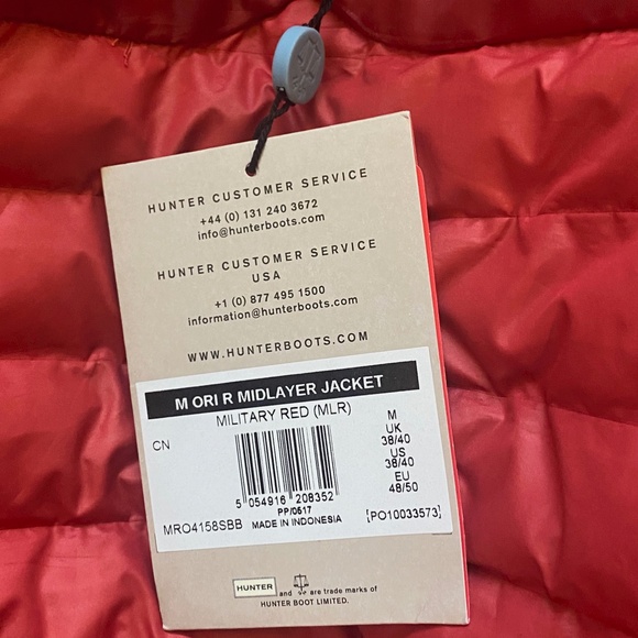 NWT Hunter Jacket Puffer Mens Original Midlayer Red Medium M - Picture 9 of 15
